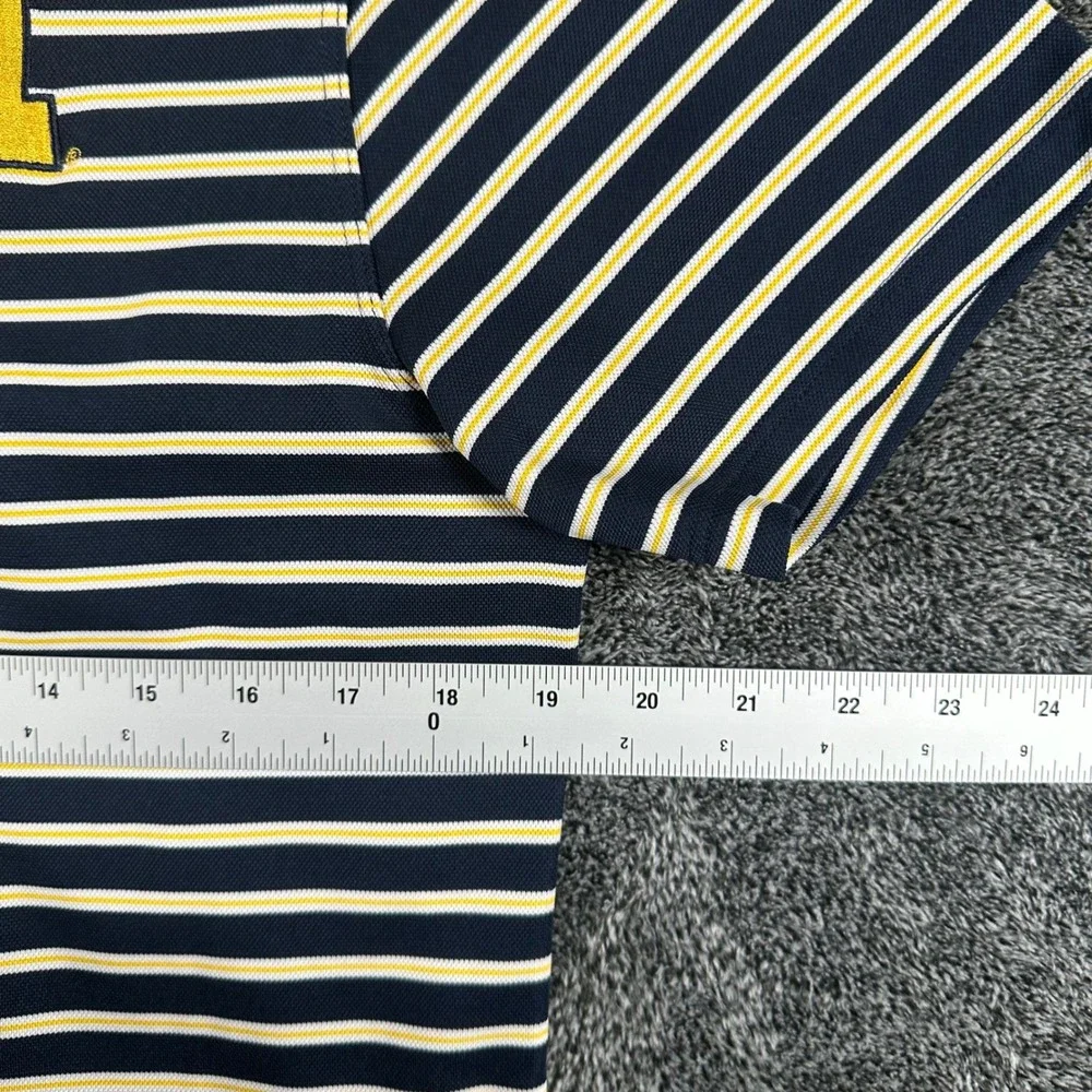 Michigan Wolverines Jordan Polo Shirt Mens S Navy NCAA Football Dri-FIT Striped